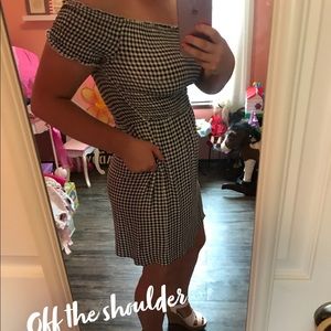 Off the shoulder plaid dress